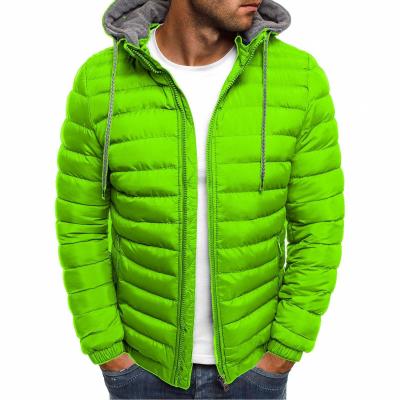 China Masheng Simple Stylish Men's Hooded Cotton-padded Coat Cardigan Coat Pure Color Striper Waterproof Jacket Border Custom New for sale