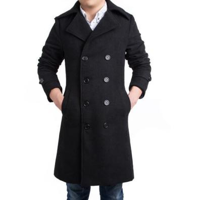 China Anti-wrinkle mens coats 2021 sale winter long classic double breasted trench coats fit business casual warm slim woolen fabric for men for sale