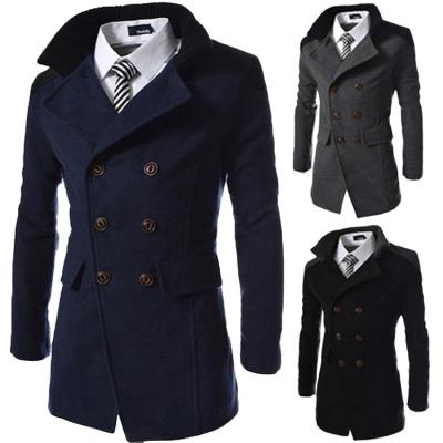 China Anti-wrinkle Men's Gap 2021 Winter Warm Mockup Gentlemen Style Slim Fit Overcoat Business Casual Work Wear Double Breasted Wool Coat Long For Man for sale