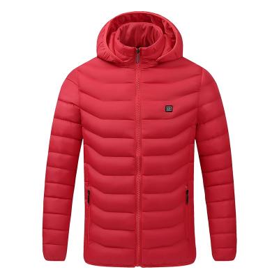 China Power Bank Windproof Battery Heated Jacket 2021 Winter New Stand Collar Zipper Heating Corset Hooded Stripper Gear Heated Jacket for sale