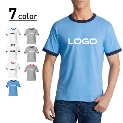 China Masheng 180GSM Breathable Summer Color Block Short Sleeve White Male T-shirt For Men Custom Logo Printing Men Plain T-shirts Wholesale 2021 for sale