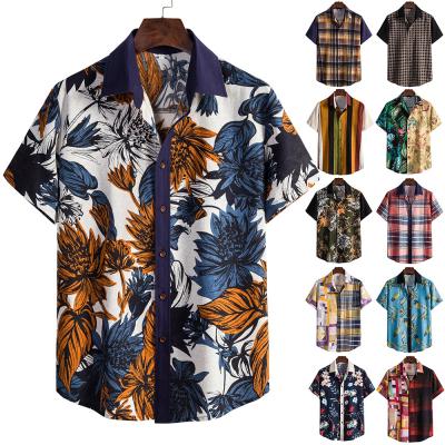 China Masheng Viable 2021 Summer New Designer Shirts For Men Plus Size 5XL Male Tops Casual Vintage Print Mens Shirts for sale