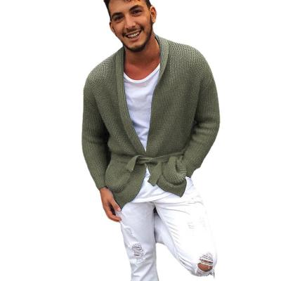 China Breathable Casual Cardigan Sweater For Urban Men's Turn-Down Collar 2021 Wholesale New Style Belt Knitted Cardigan High Quality Acrylic for sale