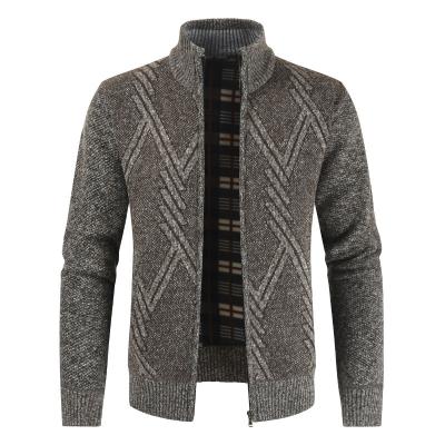 China 2021 Winter Fashion Zipper Vintage Knitted Cardigan Turtle Neck Men's Sweater Breathable Plaid 3XL Casual Urban Acrylic New for sale