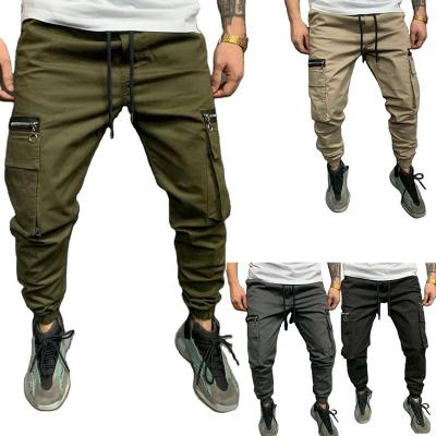 China Men's Breathable Cargo Pants 2021 Cotton Drawstring Warm Pants Zipper Pockets Breathable 100% Amazon Sale Tapered Men's Pants for sale