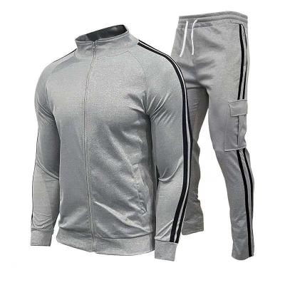 China 2022 Breathable Custom Logo Sweatsuit Men 2021 Autumn Stand Collar Zipper Sweatpants Full Sleeve Sweatpants With Pocket 2 Piece Cotton Jogger Set for sale