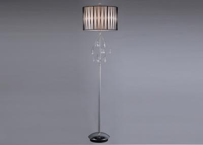 China Modern Decorative Floor Lights With Crystal , Black And White Linen Cover for sale