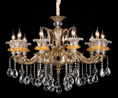 China 10 Lights K9 Living Room Chandeliers Satin Purple Gold Modern Crystal Chandelier for sale