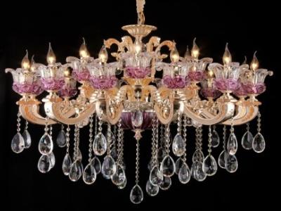 China Hotel Use 18 Bulbs Modern Crystal Chandelier Lighting with E12 / E14 Base for sale