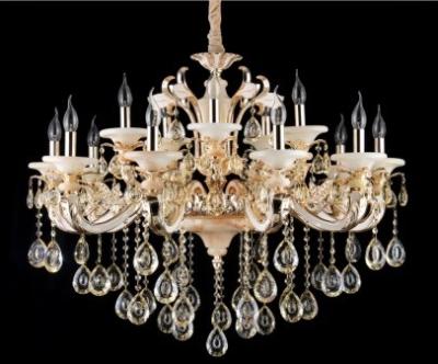 China White Glaze and Jade Contemporary Crystal Chandeliers 15 Lights for sale