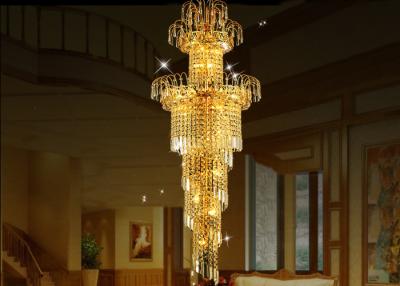 China Large-Scale Luxury Golden Crystal Chandlier Lamp for Villa Stair Lights or Hotel Lobby en venta