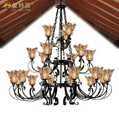 China Crystal Wrought Iron Vintage Chandelier Lights , Classical Large Hotel Chandeliers for sale