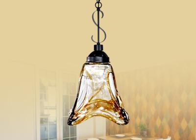 China Traditional Wrought Iron Chandelier / Amber Vintage Glass Pendant Chandeliers for sale