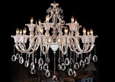 China Pearl Silver Zinc Large Hotel Chandeliers / Luxurious European style Custom Chandelier Lamps for sale