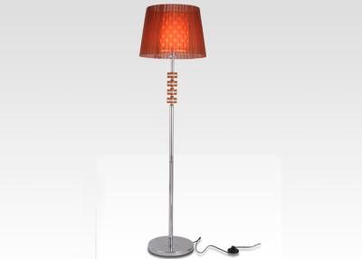 China Electroplated Chrome Metal and Crystal Floor Standing Lamps With Tawny Fabric Shade for sale