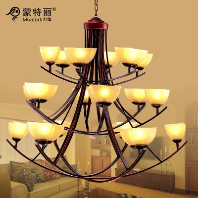 China For Villas Large Hotel Chandeliers 3 Layers 18 Heads Cream Shade Downwards for sale