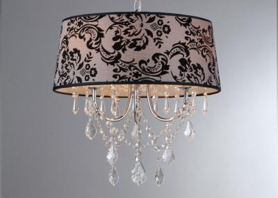 China Burnt Out Black Flower Fabric Shade Luxury Crystal Chandelier For Living Room for sale