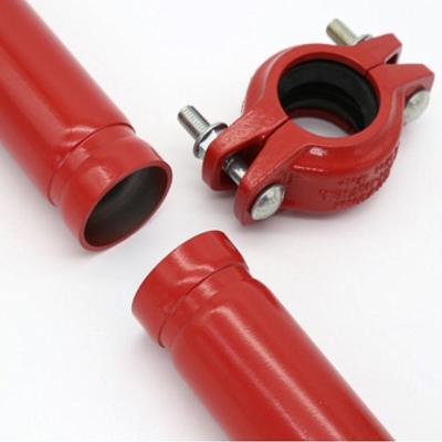 China Pipe BS 1387 250mm ASTM A135 A795 Ends Fluid Red Black Galvanized Grooved Steel Pipe for sale