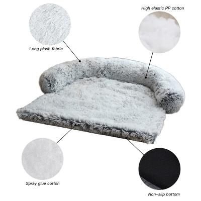 China Customized Comfortable Plush Cat Foldable Luxury Large Long Cover Stocked Dogs Nest Washable Rectangle Beds and Pet Sofa Dog Bed for sale