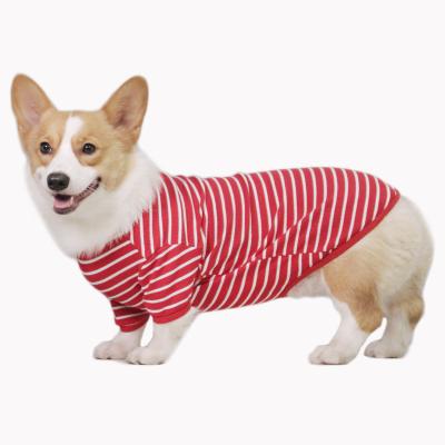 China Summer Dog Parent Stocked Stripe Matching Cute Dogs Walking Owner Puppy Vest T-shirt Dress Pet Clothes Accessories for sale