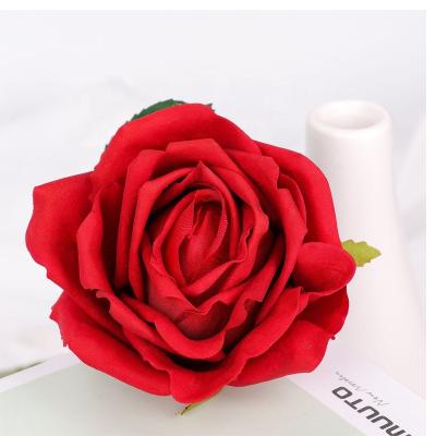 China real silk cloth+plastic+iron yarn wholesale Artificial Rose For Valentine's Day Wedding Decorations Flowers Artificial Rose for sale