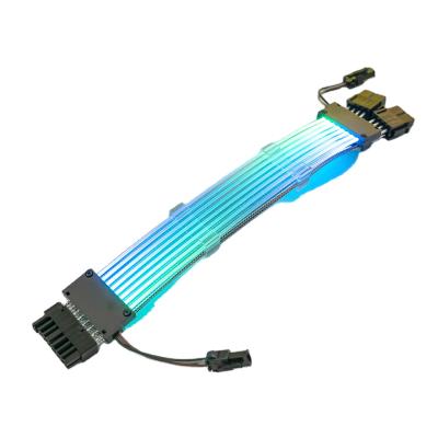 China Braided A.W.G. Double 8 Socket RGB Kit For Computer Power Line PCI-e ATX 18 Pin Straight Wire COMPUTER Extension Cord Cable Synchronized for sale