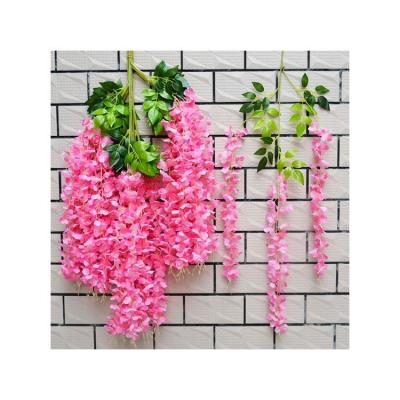 China Vintage China Manufacturer Hanging Wedding Flowers Artificial Flower 110cm Long Silk Vine Wisteria for sale