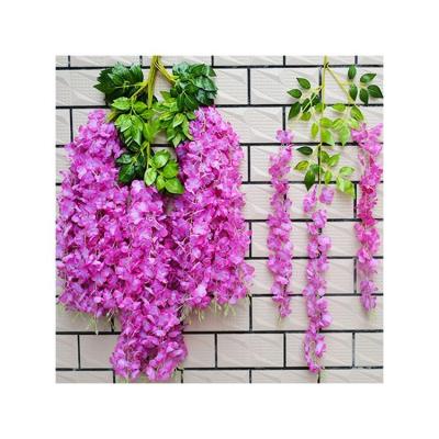 China Vintage Artificial Flower 110cm Long Silk Flower Hanging Vine Good Quality Hanging Wisteria for sale