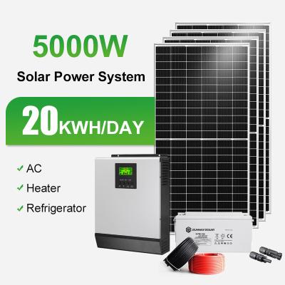 China Home Home 5Kw 20Kw 15Kw 30 Kw Panel Kit 10Kw Hybrid Solar Power System for sale