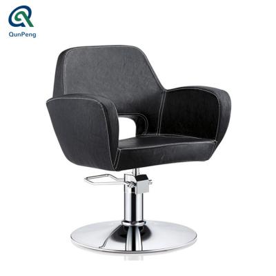 China Comfortable Classic Unique Salon Styling Equipment Barber Chairs Styling Chair Black for sale