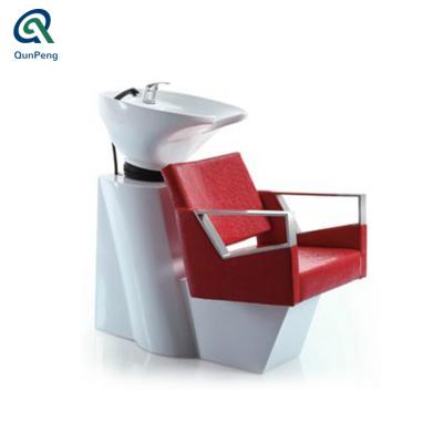 China Salon beauty massage tatoo backwash shampoo bed elegant red chair and sink for sale