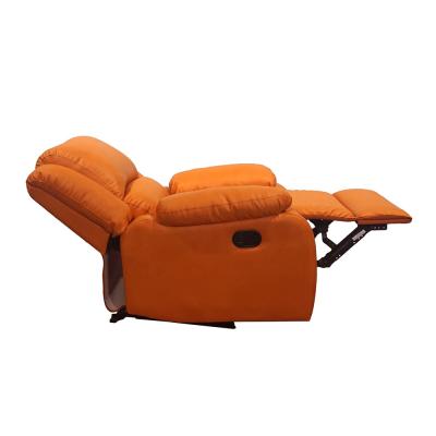 China (Other) Adjustable Single Sofa High Quality Orange Leather Sofa Chair Leisure Chairs Single Recliner Push Back Chair for sale