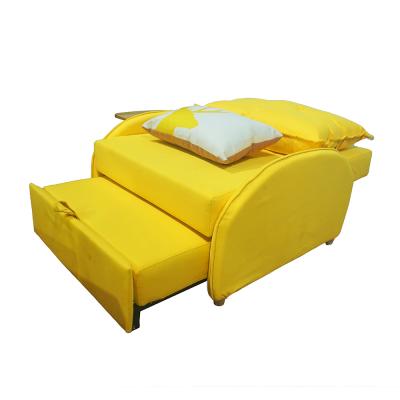 China Foldable Spaces Saving Foldable Living Room Sofa Bed Yellow Luxury Wooden Sofa for sale