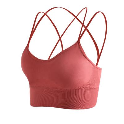 China Women Sosten Sportwear Breathable Yoga Bra Cross Tie Back Wireless Seamless Top Tank Workout Bras Female Deportivo BH Deportivo BH for sale