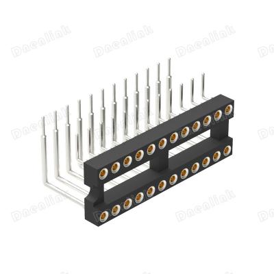 China Dnenlink 2.54mm IC PCB Socket Machined Round Female Right Angle Double Row Machine Header H3.00mm Pin Connector for sale