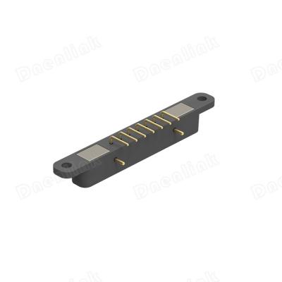 China PCB Magnetic Type Dnenlink DIP Right Angle Single Row 7pin Male Female Pogo Pin Connector With Peg for sale