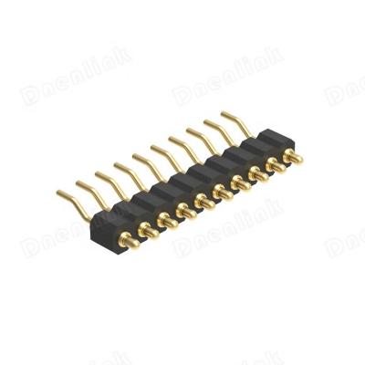 China PCB Dnenlink 2.00mm Pitch Single Row H1.27mm Single Row Header SMT Male Type Right Angle Pogo Male Connector for sale