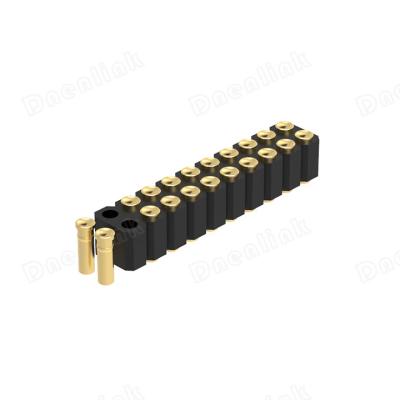 China Concave Type 2.54mm Pitch Dual Row H4.0mm SMT Straight Female Pogo Pin Connector PCB Dnenlink For PCB for sale