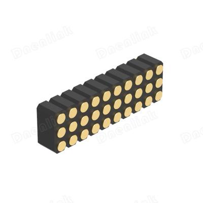 China PCB Dnenlink 2.54mm Pitch Triple Row H4.0mm Flat Contact Header SMT Straight Female Type PogoPin Header for sale