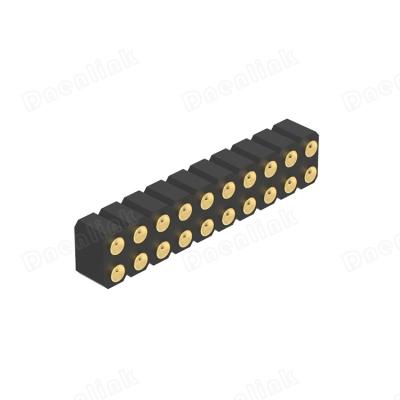 China Pitch Dnenlink 3.00mm PCB Pitch Row H4.0mm Double Concave Contact Header SMT Straight Female Type PogoPin for sale