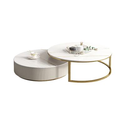 China Nordic Modern Minimalist Round Light Foldable Coffee Table Combination Slate TV Cabinet Coffee Table Cabinet Luxury Floor for sale