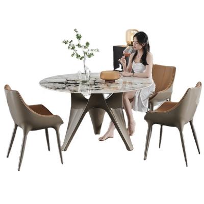 China Slate Adjustable Modern Minimalist Dining Table Household Small Apartment 6 (Others) Dining Round Table Wabi-Sabi Wind Round Solid Wood for sale