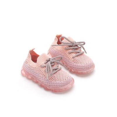 China Breathable Wholesale Kids Fashion New Style Knitted Sport Air Baby Walking Shoes Kids Casual Shoes for sale