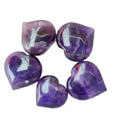 China China High Quality Natural Purple Fluorite Polished Stones Crystal Heart For Home Decoration for sale