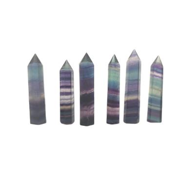 China China Wholesale Natural Point Small Crystal Stones Rainbow Fluorite Obelisk For Healing for sale