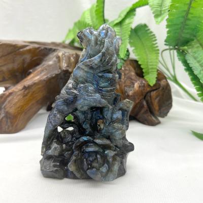 China China High Quality Dragon Phoenix Customized Blue Labradorite Chinese Cut Crystal For Home Decoration for sale