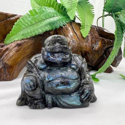 China China Natural Blue Labradorite Stone Opens Home Decoration Crystal Carvings Maitreya Hand Made for sale