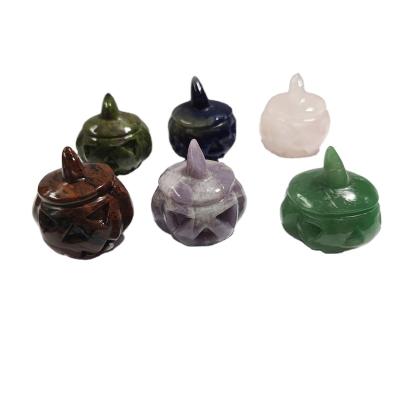 China China Wholesale Natural Healing Stones Carving Halloween Crystal Ornament Jack-O-Lantern for sale