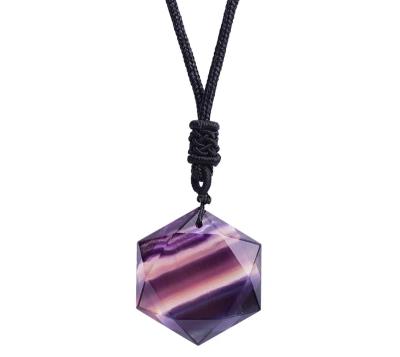 China Wholesale Natural Fluorite Hexagon Rainbow China Stones Flat Star Crystal Jewelry For Sale Pendant for sale