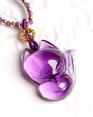 China China High Quality Customized Amethyst Crystal Carvings Fox Pendant For Natural Healing Jewelry for sale